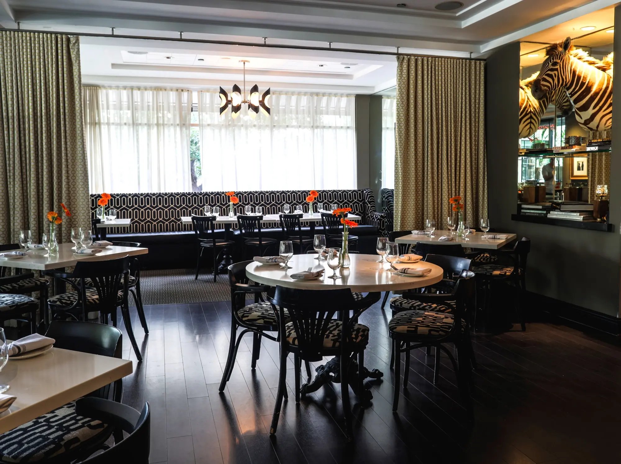 Hotel Zaza Houston Museum District Monarch Restaurant Interior Dining