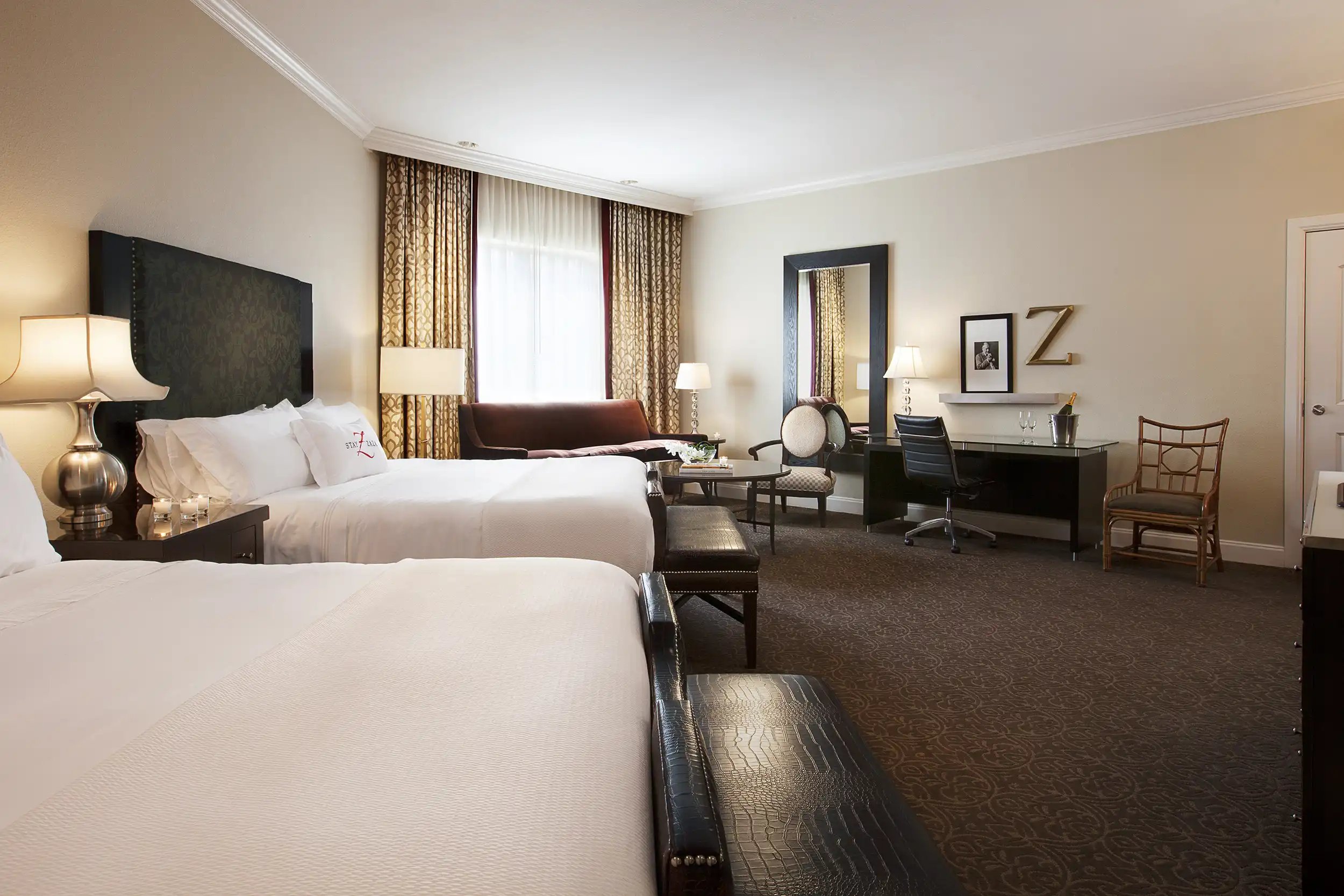 Hotel ZaZa Dallas Guest Room Deluxe Parlor 2 Kings